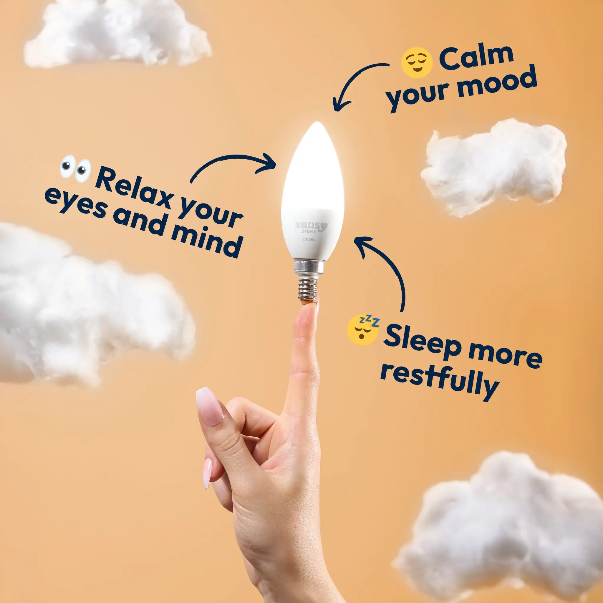 Light bulb with text on a beige background