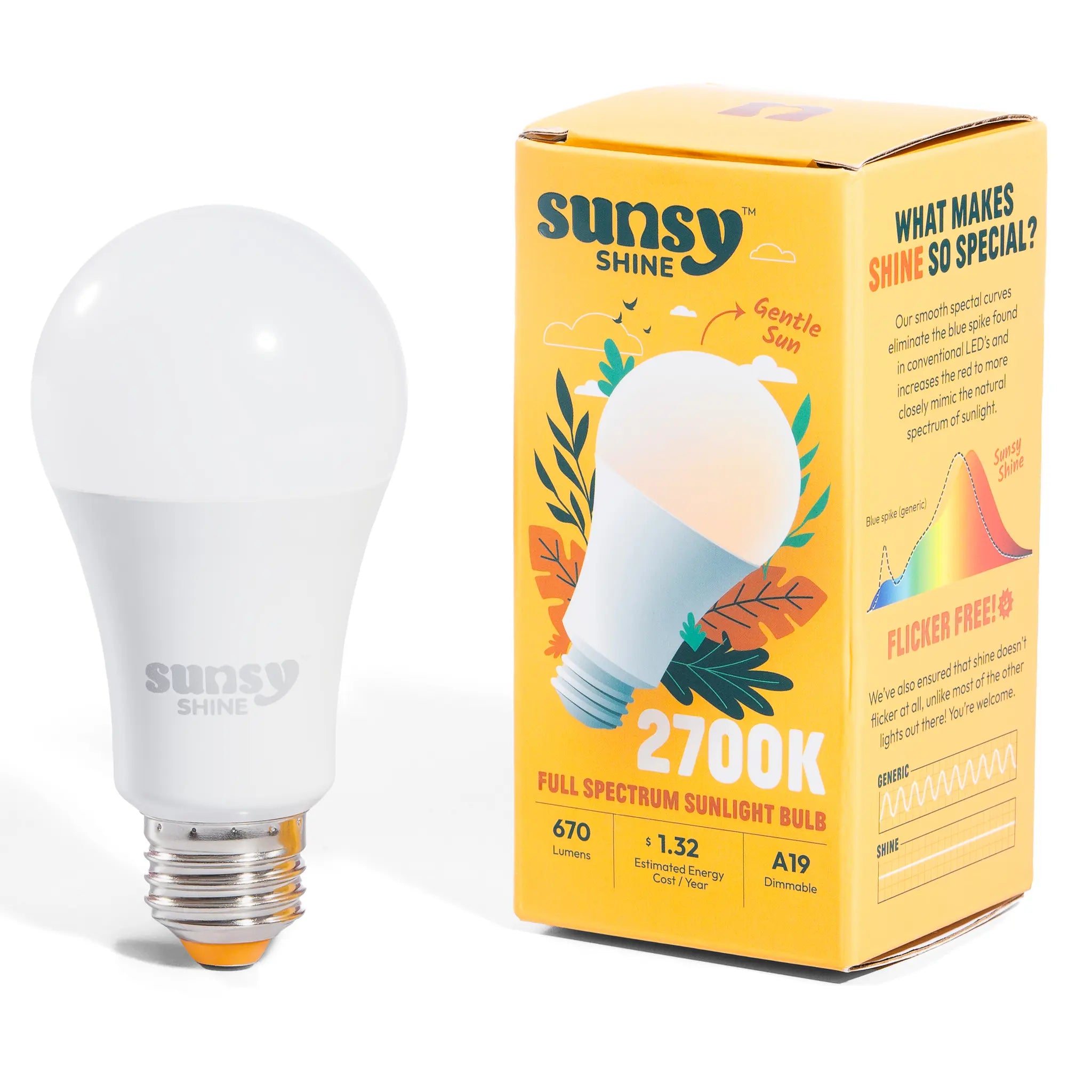 2700k light bulb sitting upright next to its box on a white background#color-temperature_2700k