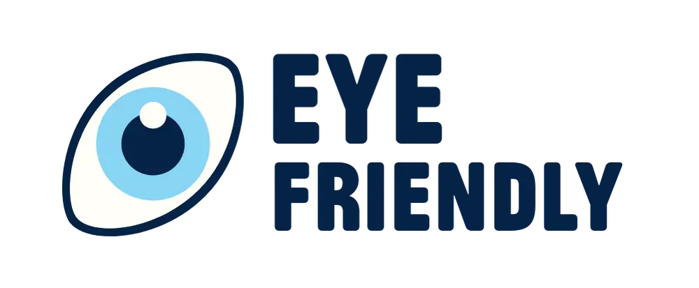 Logo with an eye illustration and 'Eye Friendly' text on a white background