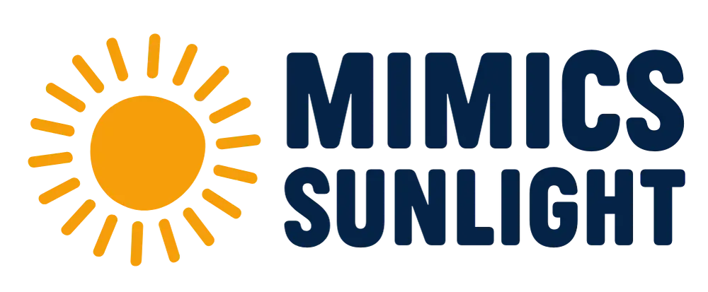 Logo of Mimics Sunlight with a sun icon and text on a white background